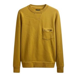 Arthur Beale Men’s Medium M Mustard Yellow Crew Neck Sweater Sweatshirt w Pocket